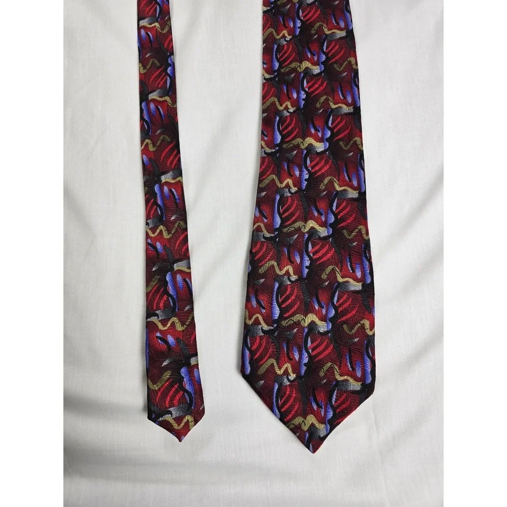 Vintage Jerry Garcia Tie Mens Abstract Silk Red Scold Collection Fourteen 90s